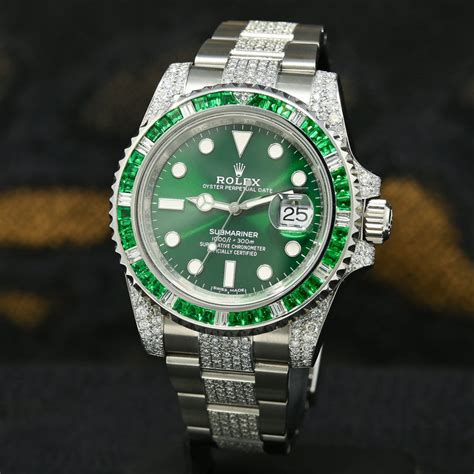 rolex hulk diamond|Rolex submariner iced diamond set.